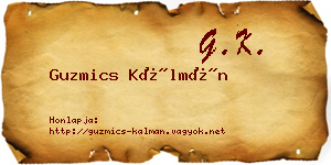 Guzmics Kálmán névjegykártya